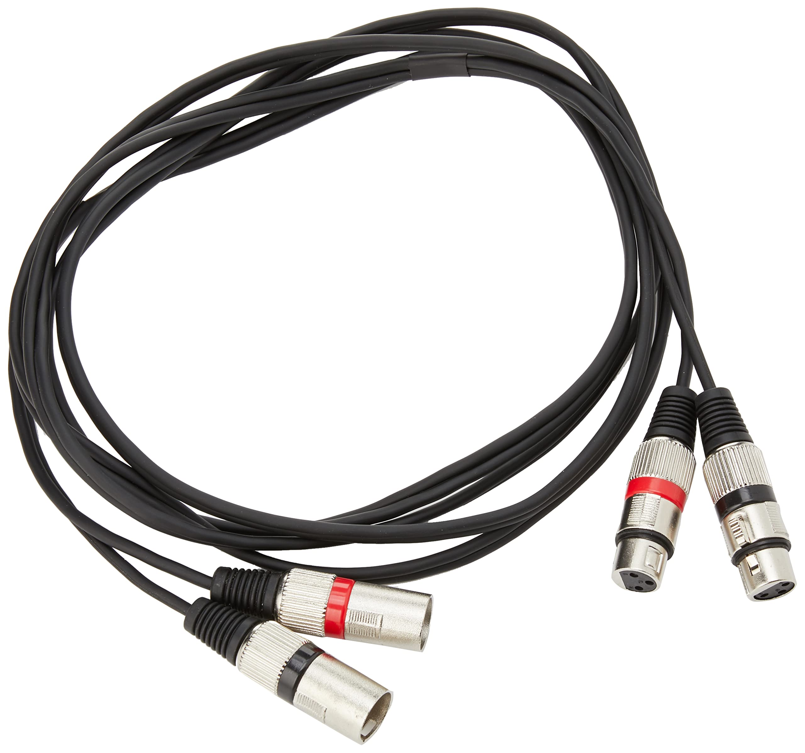 PULSE Twin XLR Cable – 3m Dual 3‑Pin XLR Male to Female Lead with Colour‑Coded Metal Connectors, Shielded Audio Cable, Black – PLS00205