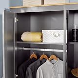 Home Source 3 Door Wardrobe, Oak Effect Top, Dark Grey, 5 Shelves view 5