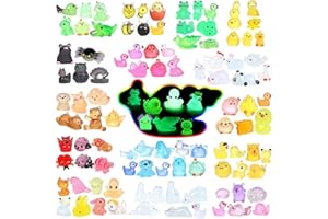 DWWPOO Luminous Mini Resin Animals 100 Pcs Glow in The Dark Resin Animals 100 Styles Miniature Fairy Garden Mini Ducks Figurines Slime Charm for Accessories Landscape Aquarium Potted Decoration
