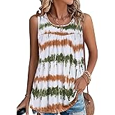 CHICGAL Womens Summer Tank Tops Sleeveless T Shirt Casual Loose Fit Tunic Blouses