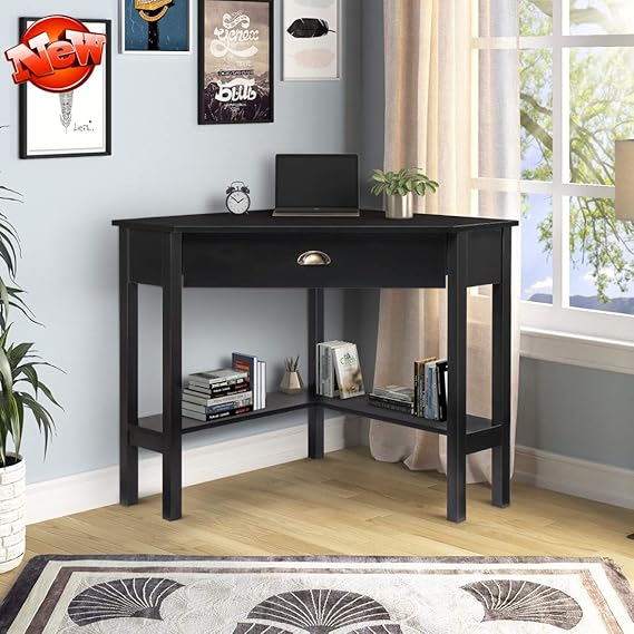 LEEXCCOS Thicken and Stronger Elegant Triangle Corner Desk, Modern Office Corner