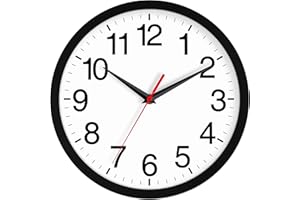 Rohioue Wall Clock Modern 8 Inch Battery Operated Silent Non Ticking Small Analog Clock for Living Room Office Home Bedroom Kitchen Bathroom(Black)