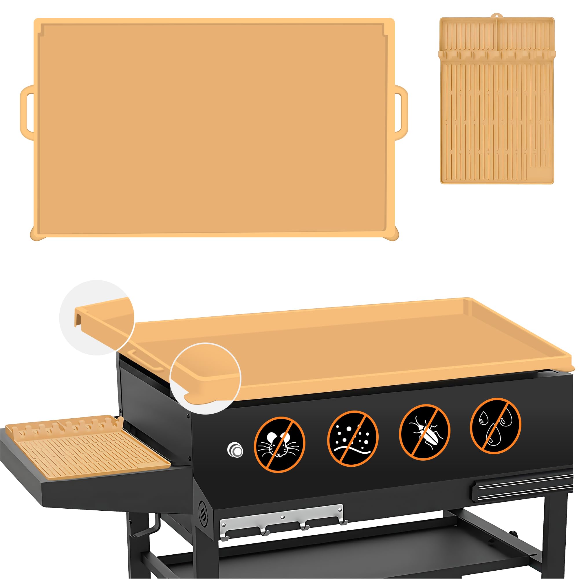 Photo 1 of Silicone Griddle Cover for Blackstone 36", with 16" Grill Tool Mat, Thick Full-Edge Protection Silicone Mat Cover for Blackstone Grill - Durable, Prevent Rust & Dust, Easy to Clean