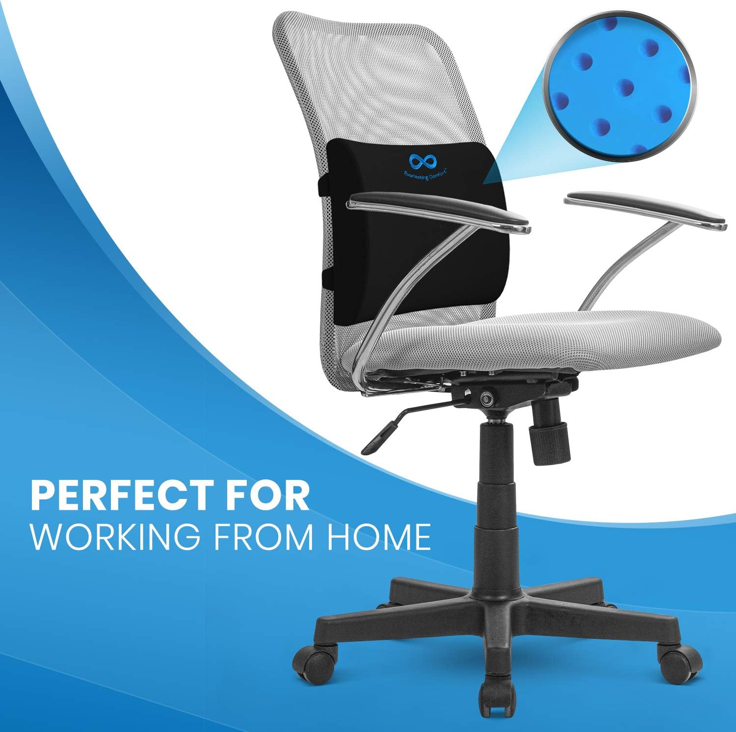 Everlasting Comfort Memory Foam Gel Infused Lumbar Support for Office Chair - Ventilated Lumbar Support Pillow - Perfect Work from Home Accessories: Kitchen & Dining