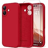 SuydanBox Magnetic for iPhone 16 Case, Compatible with MagSafe, [Screen Protector + Full Camera Protection], Silicone Shockproof Anti-Scratch Protective Phone Case for iPhone 16 6.1", Deep Red