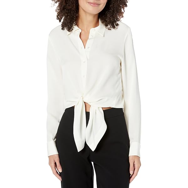 Theory Women's Tie-Neck Blouse, Ivory, P at Amazon Women's