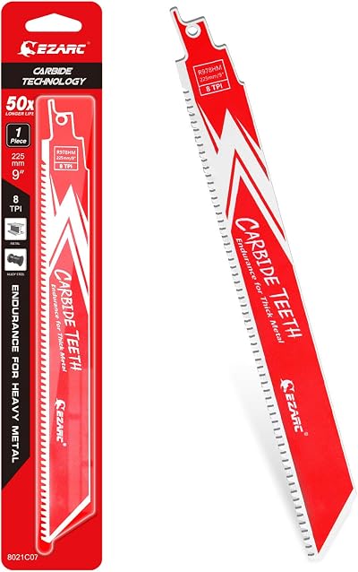 EZARC Carbide Reciprocating Saw Blade Endurance 225mm 8TPI Universal Shank