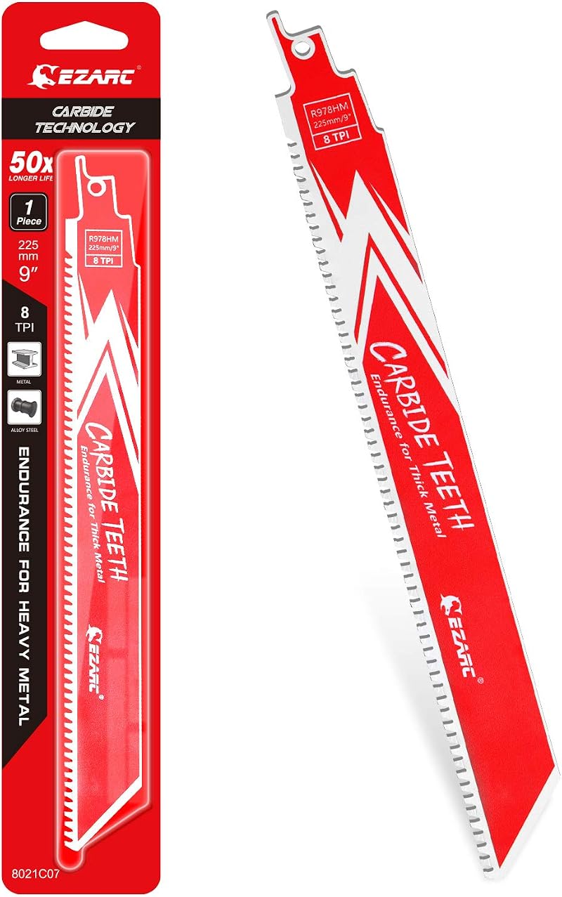 EZARC Carbide Reciprocating Saw Blade Endurance 225mm 8TPI Universal Shank