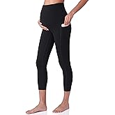 POSHDIVAH Women's Maternity Capri Leggings Over The Belly Pregnancy Workout Active Stretchy Pants with Pockets