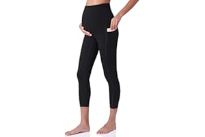 POSHDIVAH Women's Maternity Capri Leggings Over The Belly Pregnancy Workout Active Stretchy Pants with Pockets