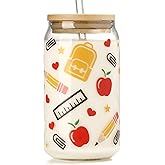 Teacher Gift Ideas, Funny Teacher Gifts for Women - Teachers Day Gift, Teachers Appreciation Gifts for Birthday, Appreciation Week, Back to School, Christmas - 16 oz Coffee Glass Cup