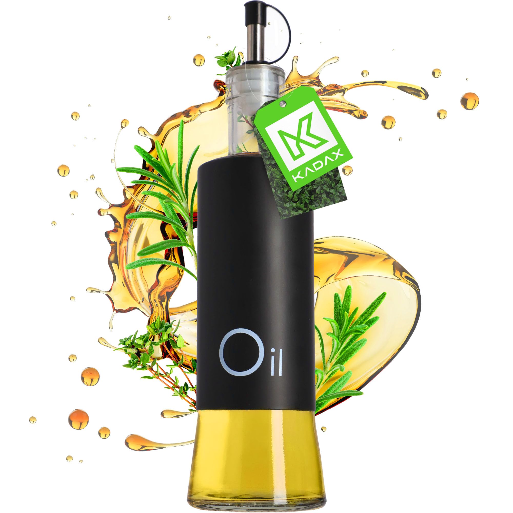 KADAX Oil Dispenser, Glass Olive Oil Bottle with Nozzle for Cooking, Kitchen Liquid Dispenser, Airtight Container for Sunflower Oil (280 ml, Black)