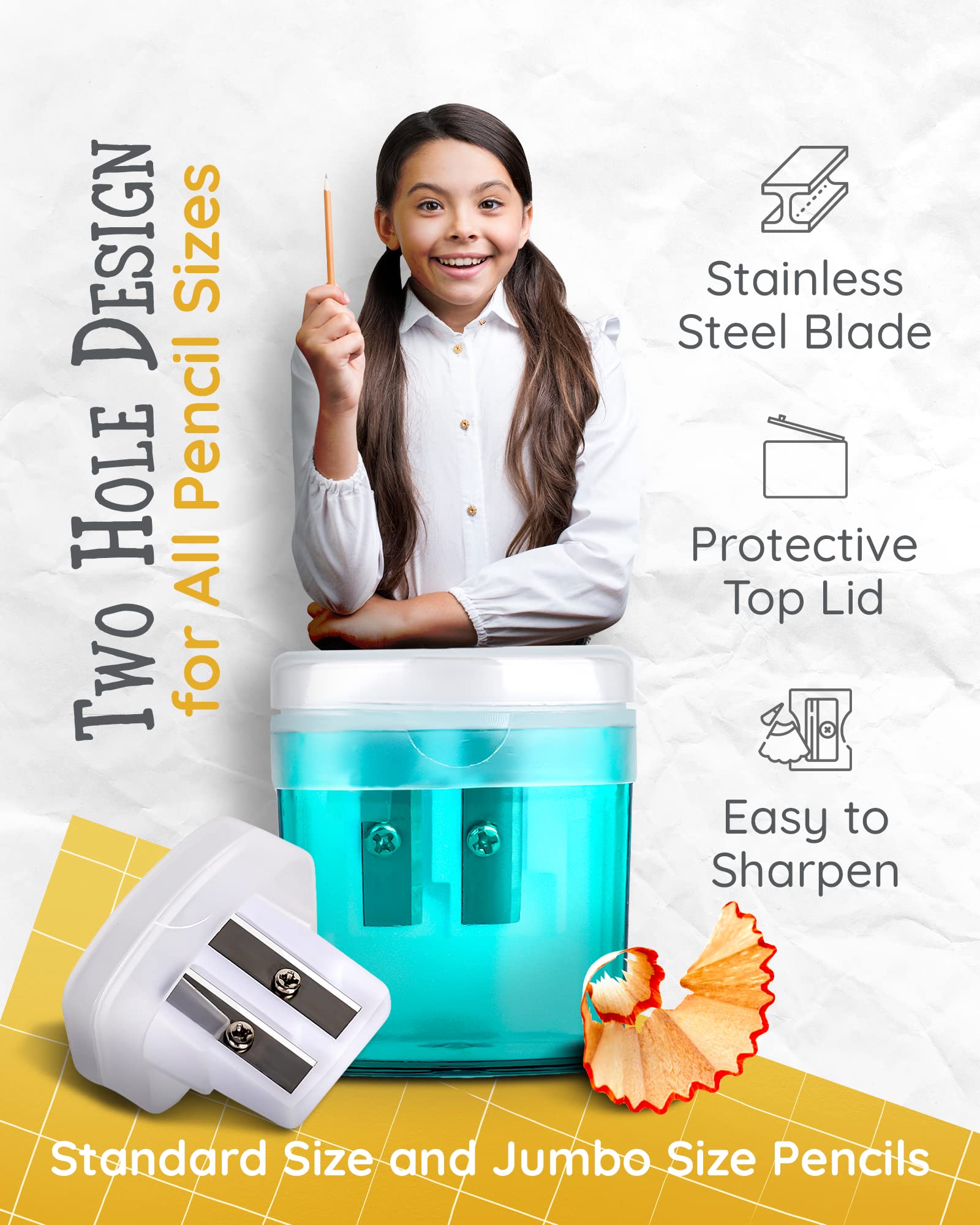 100 Pack Pencil Sharpeners Bulk, Double Hole Pencil Sharpener for School and Classroom Supplies, Colored Pencils Sharpeners for Kids, Handheld Pencils and Crayon Sharpener