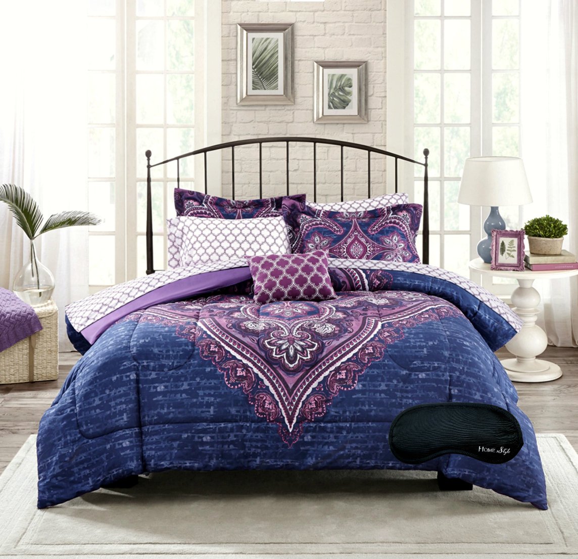 Purple Damask Bedding / Kxmdxa 3 Piece Bedding Set Purple Damask