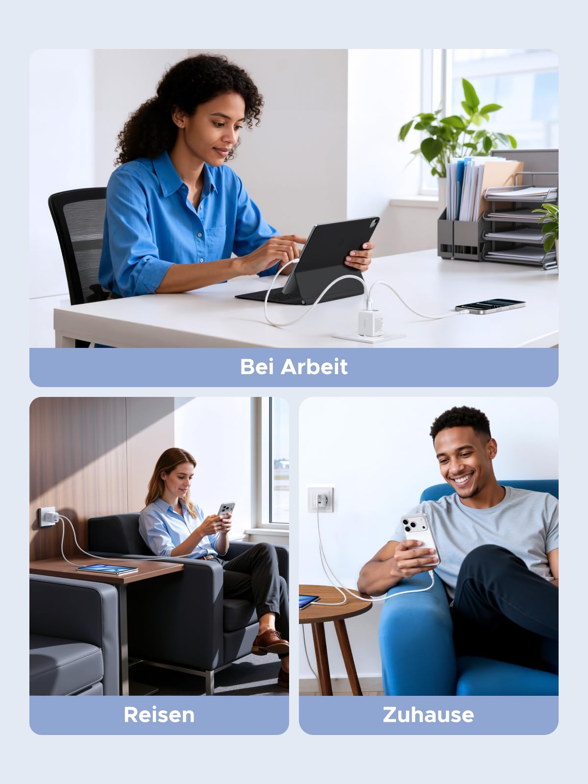 UGREEN USB C Ladegerät 30W 3-Port GaN II Netzteil PD Schnellladegerät Kompatibel mit iPhone 17, 17 Pro Max, Air, 16, 15, 14, 13, 12, iPad, Galaxy S25, S24, S23, Pixel 9 (Weiß) 5