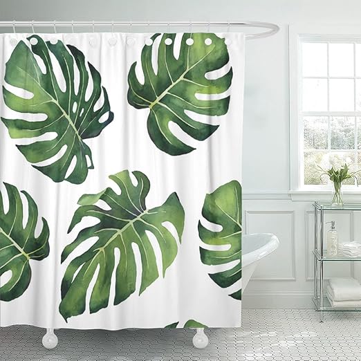 Amazon Com Emvency Waterproof Shower Curtain Curtains Green Leaf