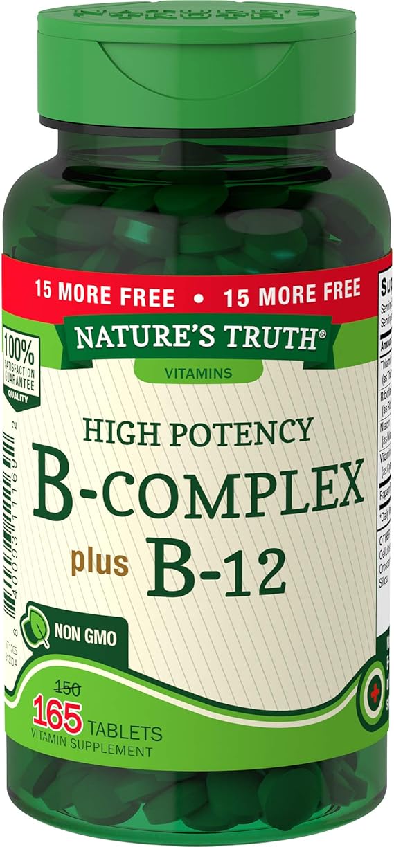 Vitamin B Complex Plus B12 165 Tablets Vegetarian