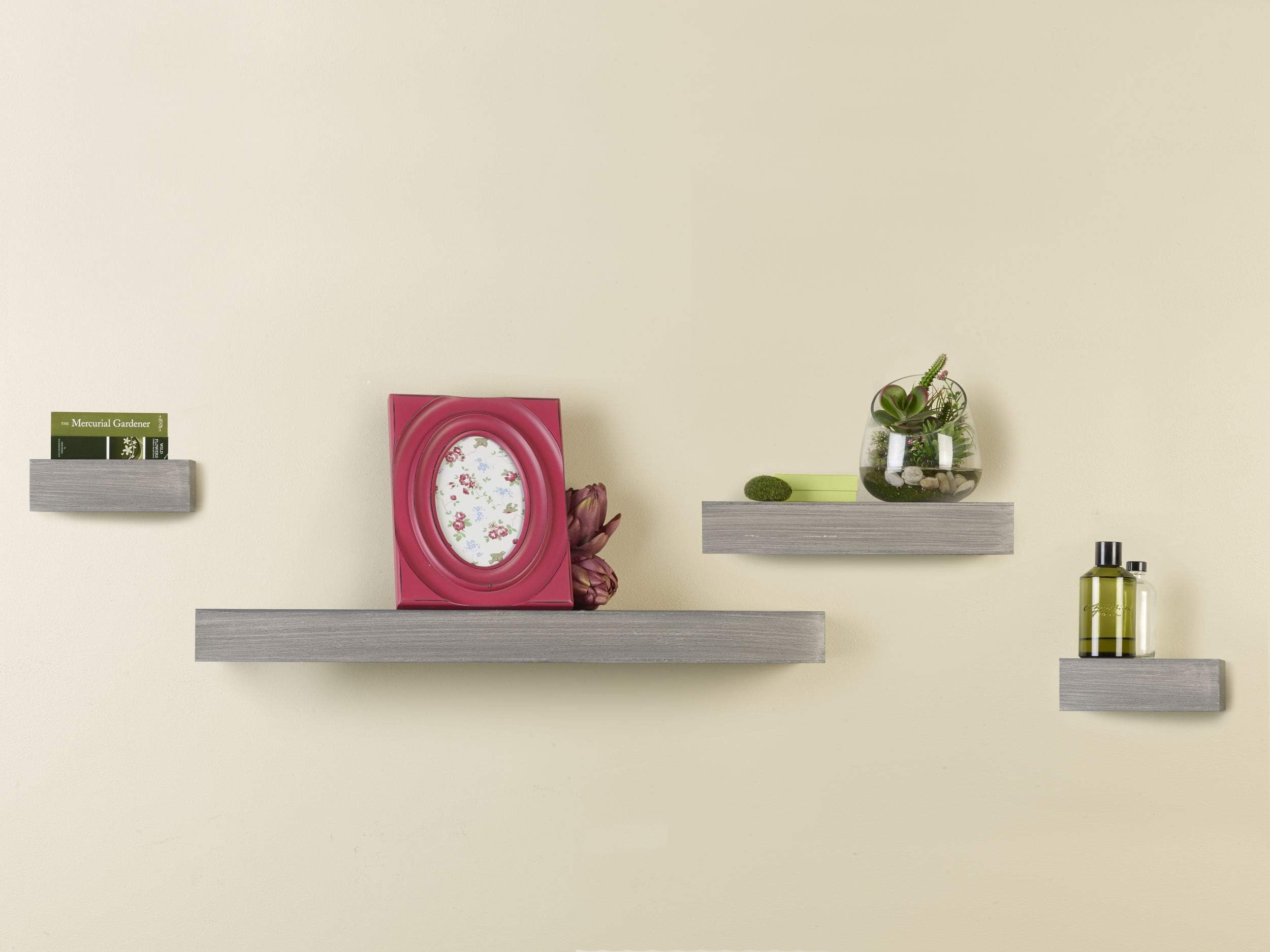Melannco Floating Chunky Shelves, Distressed Gray, Set of 4 - 5122382