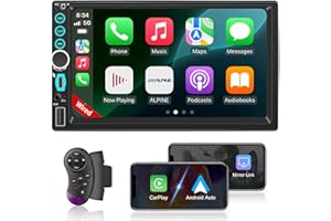 Double Din Car Stereo Apple Carplay Radio Screen for Car Audio Receivers, Bluetooth Car Play Android Auto 7" Touchscreen, Car