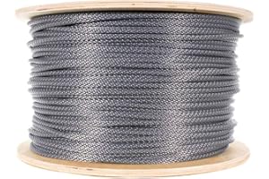 Paracord Planet Braided Nylon Rope with Galvanized Wire Core – High Tensile Strength – Halyard Line – Use for Flagpoles, Sailboats, Winches, Pulleys (Silver - 1/4 Inch, 50 Feet)
