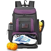 HAMBOLY Pickleball Bag for Men & Women, Large Pickleball Backpack with Shoes Compartment and Cooler, Fence Hook Design