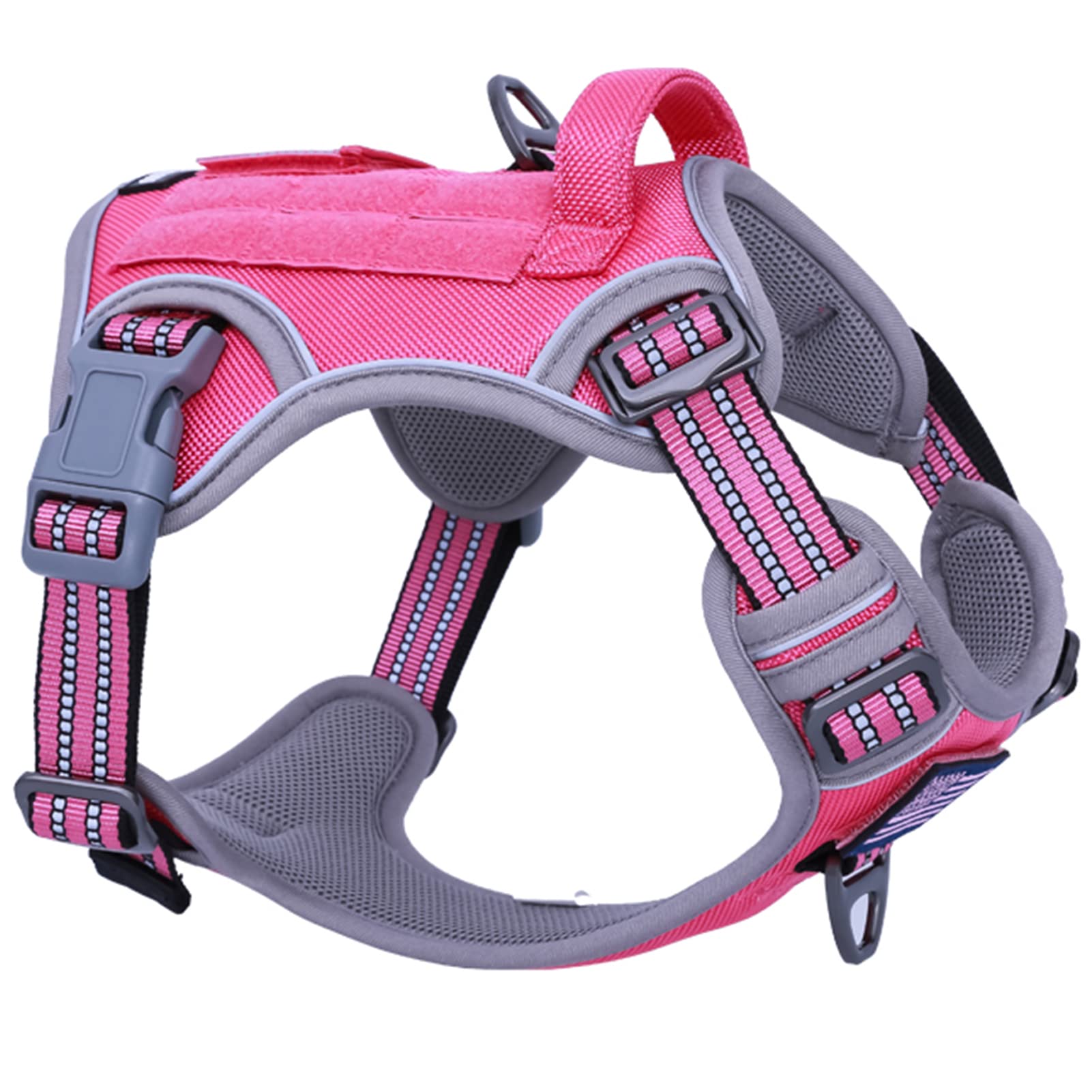Photo 1 of BUMBIN Tactical Dog Harness for Small Dogs No Pull, Famous TIK Tok No Pull Puppy Harness, Fit Smart Reflective Pet Walking Harness for Training, Adjustable Dog Vest Harness with Handle Pink S
