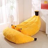 IEVENW Banana Bean Bag Chair with Ottoman, Floor Sofa Bed with Footrest, Comfy Convertible Lounger for Adults, Plush Couch for Bedroom, Living Room or Dorm, L-Yellow
