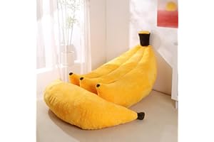 IEVENW Banana Bean Bag Chair with Ottoman, Floor Sofa Bed with Footrest, Comfy Convertible Lounger for Adults, Plush Couch for Bedroom, Living Room or Dorm, L-Yellow