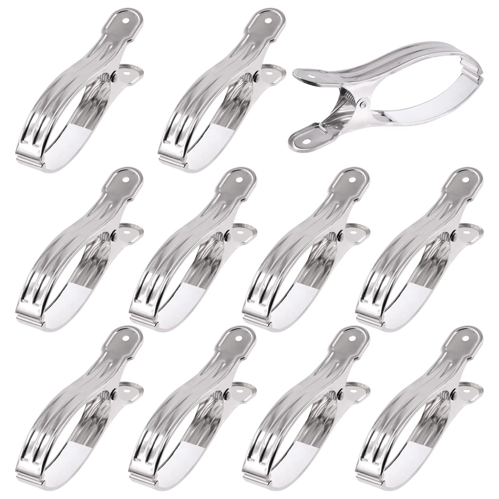 Cimeton 10Pcs Stainless Steel Greenhouse Clamps, Heavy Duty Garden Clips Greenhouse Clips with Large Open for Fixing Netting Cover Film Closing Snack Bags Clothes Pins (16cm/6.3inch)