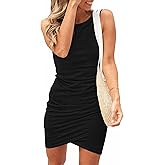 BTFBM Women Summer Dresses 2026 Sleeveless Tank Ruched Bodycon Sundresses for Women Party Beach Mini Casual Spring Dress