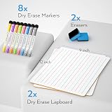 Nicpro 2 Pack Mini Whiteboard A4 22x30 cm Double Sided Lapboard with 8 Pens view 2