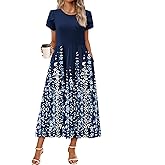 Zeagoo Summer Dresses for Women 2026 Maxi Bohemian Floral Short Sleeve Long Dress Casual Flowy Tired Beach Sundress