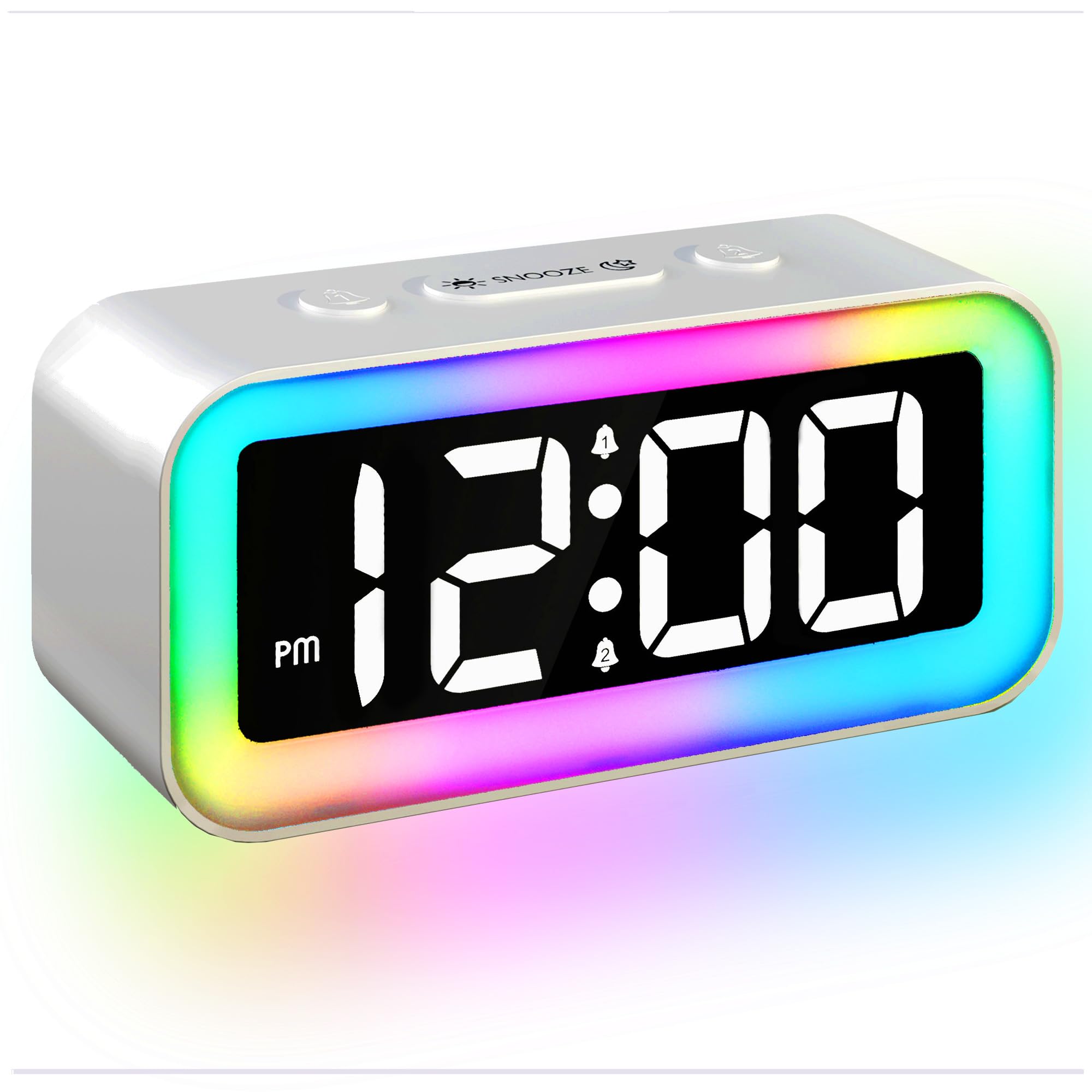 Photo 1 of *UNTESTED*
Colorful Nightlight LED Digital Alarm Clock with Super Loud Dual alarm, Weekday mode, Snooze, Dimmer, USB Charging Port for Livingroom, Bedroom, Bedside, Heavy Sleeper, Adult, Kid, Teens, gift, Silver