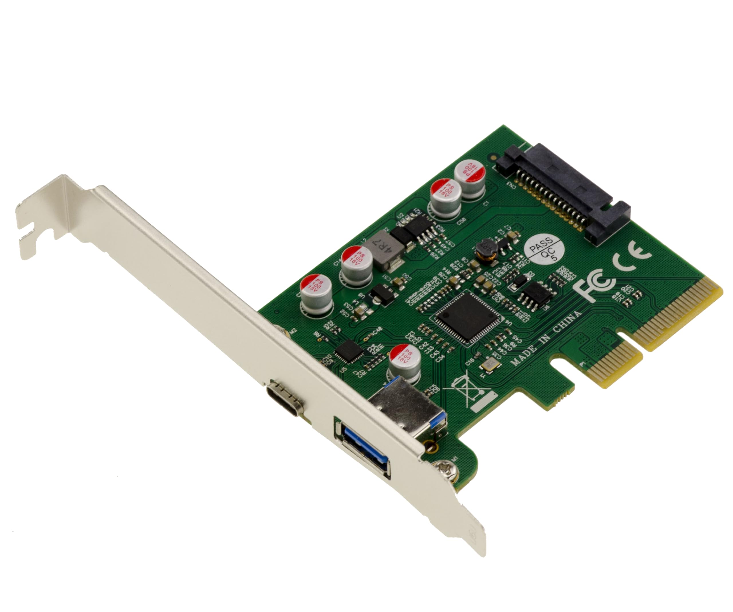 KALEA-INFORMATIQUE PCI Express PCIe to USB 3.1 10GB controller card with 2 external ports: 1x Type A + 1x Type C with ASM1142 chipset