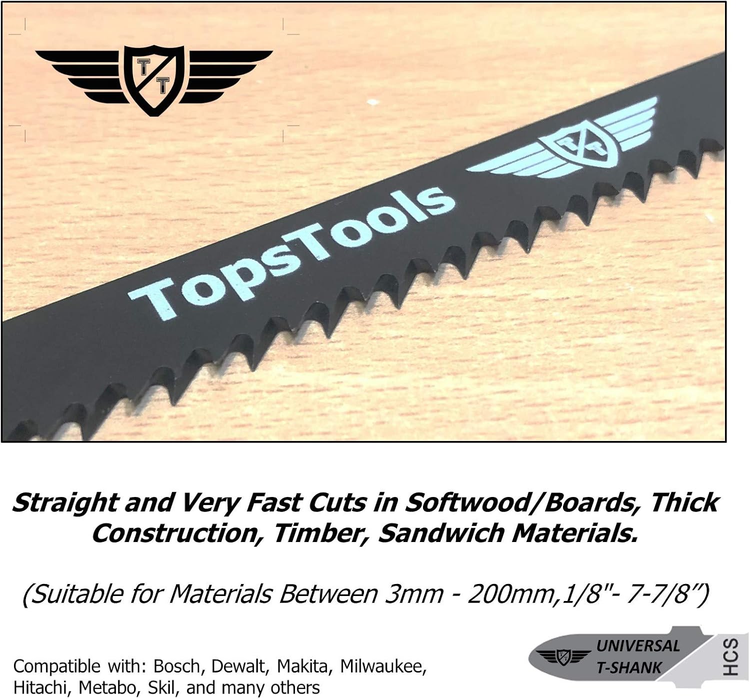5 x TopsTools JSTT1044D T1044D 250mm Jigsaw Blades Designed for Long Clean Straight and Fast Cuts in Wood - Image 3