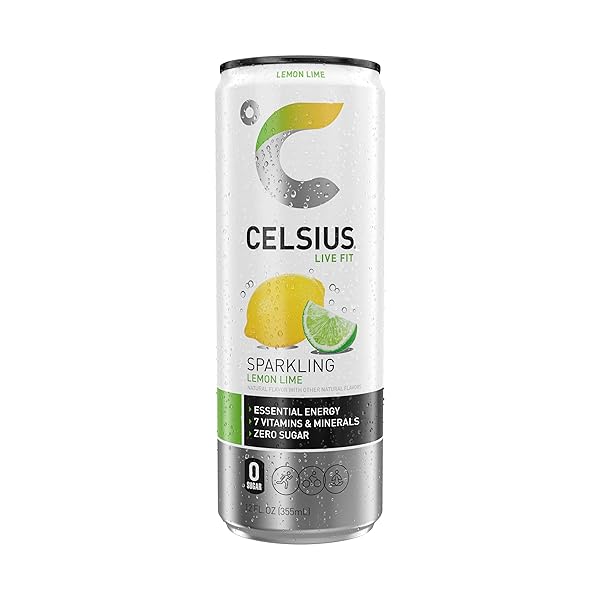CELSIUS SPARKLING LEMON LIME, FUNCTIONAL ESSENTIAL ENERGY DRINK, 12 FL OZ (PACK OF 12)