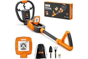 SUNPOW Kids Metal Detector for Boys & Girls 6-12 – Adjustable Stem 60-70 cm, Waterproof Coil, LED Treasure Animation, Include