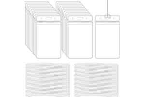 KOORITO 10 Pack Clear Plastic Luggage Bag Tag Holder Badge Label Tag Holder with 10 Pack Luggage Loops Straps for Office Business Travel Supplies