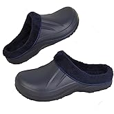 FRTUBOP Winter Clogs for Mens Womens Faux Fur Lined Garden Shoes Slip-On Warm House Slippers Waterproof Non-Slip EVA Mules