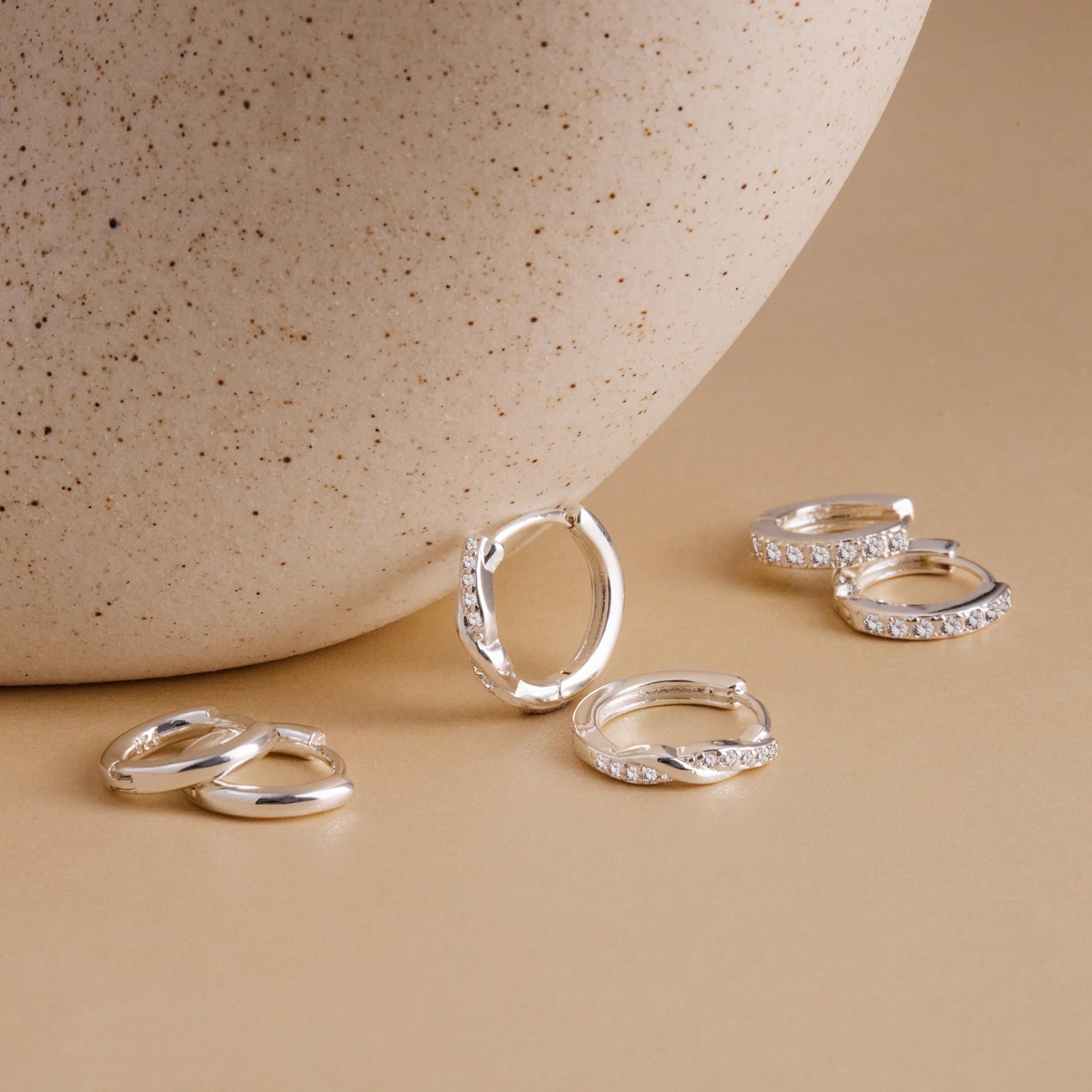 Inerney Gold Huggie Hoop Earrings Set for Women, Dainty Small Sterling Silver Earring Stacks Hypoallergenic Jewelry for Multiple Piercings, Trendy Twisted Cute Cartilage Hoops Birthstone Gift 3 Pairs