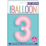 Unique Giant Foil Number 3 Balloon 86 cm Matte Baby Pink view 2