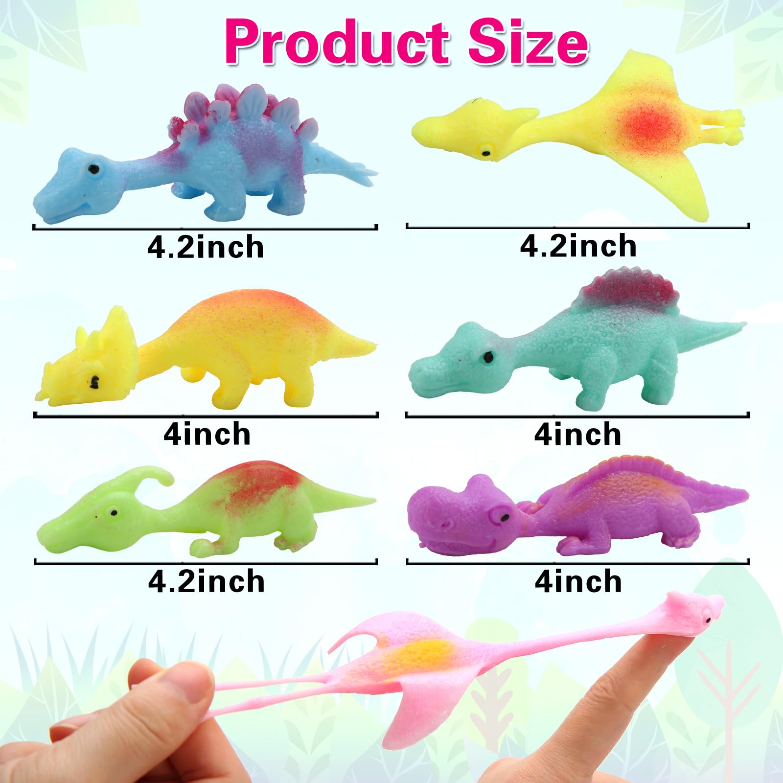 Mantyplay 20 Pcs Slingshot Dinosaur Finger Toys, Party Favors for Kids Sticky Rubber Dino Flying Catapult Fidget Toys for Boys Girls Birthday Goodie Bag Easter Basket Stuffers Valentines Xmas Gifts