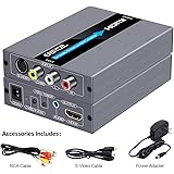 EASYCEL RCA Svideo to HDMI Converter, RCA Composite CVBS AV or Svideo + R/ L Audio Input to HDMI Output Upscale Converter, Su