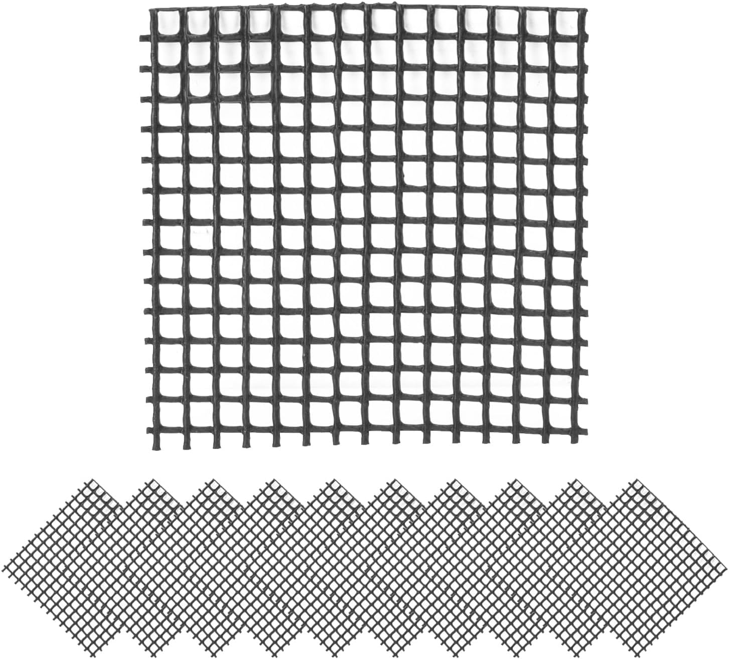 Jenngaoo Flower Pot Hole Mesh Pad, 10PCS Black Plastic Plant Mesh Pads Bonsai Bottom Grid Mat Garden's Drainage Mesh Hole Screen (Squares 5x5cm)