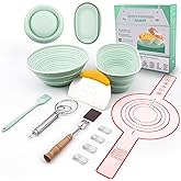 NCRexpanse Silicone Banneton Bread Proofing Basket Oval, Sourdough Starter Kit, Bread Making Tool Supplies Accessories, Bowl for Rising Baking Round Brotform Set Homemade Essentials (Light Green)