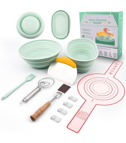 Palksky Sourdough Proofing Baskets Silicone Kit - Round & Oval Bowls, Bread Baking Tools For Beginners