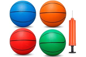 UMNODOBN 6 Inch PVC Mini Basketball for Indoor Basketball Hoops, Soft 6" Rubber Small Replacement Basketball for Over Door Basketball Hoop Sets, Little Pool Basketballs for Kids Toddler(4 PCS with Air Pump)