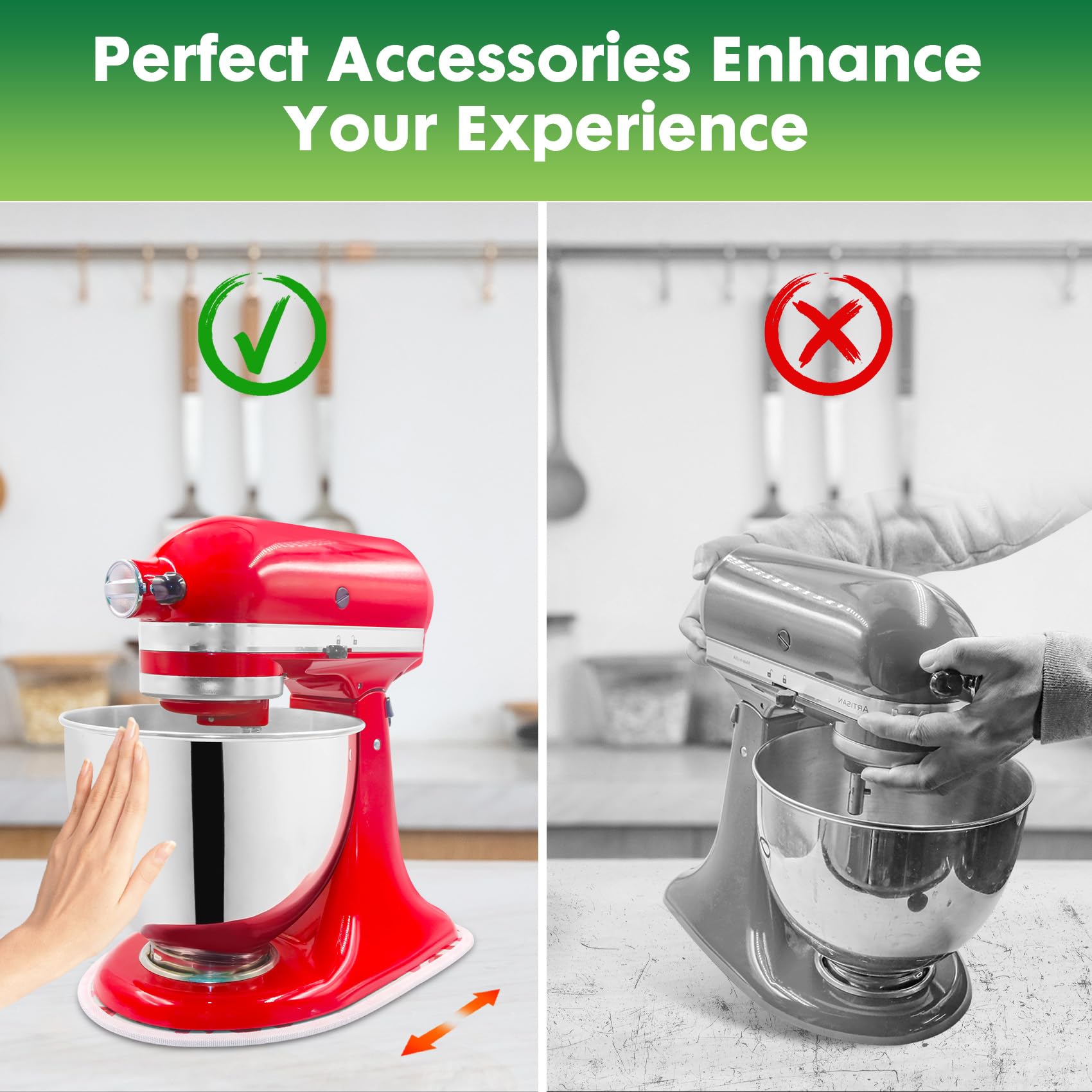 for Kitchen Aid Mixer Sliding Mat - Slider Mat for Kitchen Aid Artisan 4.5-5 Qt Tilt-Head Stand Mixer, Mover Mixer Slider Pad for Kitchen Aid Mixer Attachment Kitchen Appliance Countertop Accessories