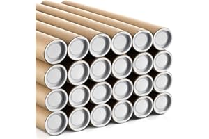 Lincia 24 Pcs Kraft Mailing Tubes with Caps Kraft Cardboard Tubes Shipping Tubes Poster Tubes for Mailing, Storing and Protecting Documents, Blueprints, Art, Drawings, Posters (2 x 12 Inch)