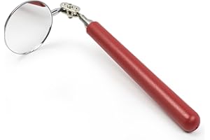 Bastex Telescoping Inspection Tool. Includes 2” Round Adjustable Mirror and Extends up to 33 Inches - Red